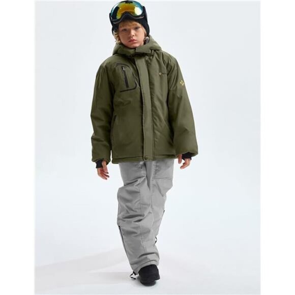 Boy's Waterproof Ski Snow Jacket Fleece Windproof Winter Jacket with Hood - Picture 4 of 7